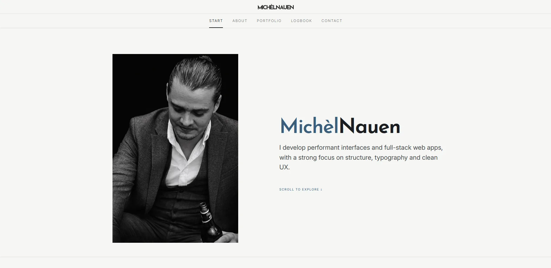 Screenshot of the original portfolio website